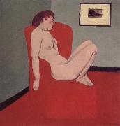 Felix Vallotton, Nude Seated in a red armchair